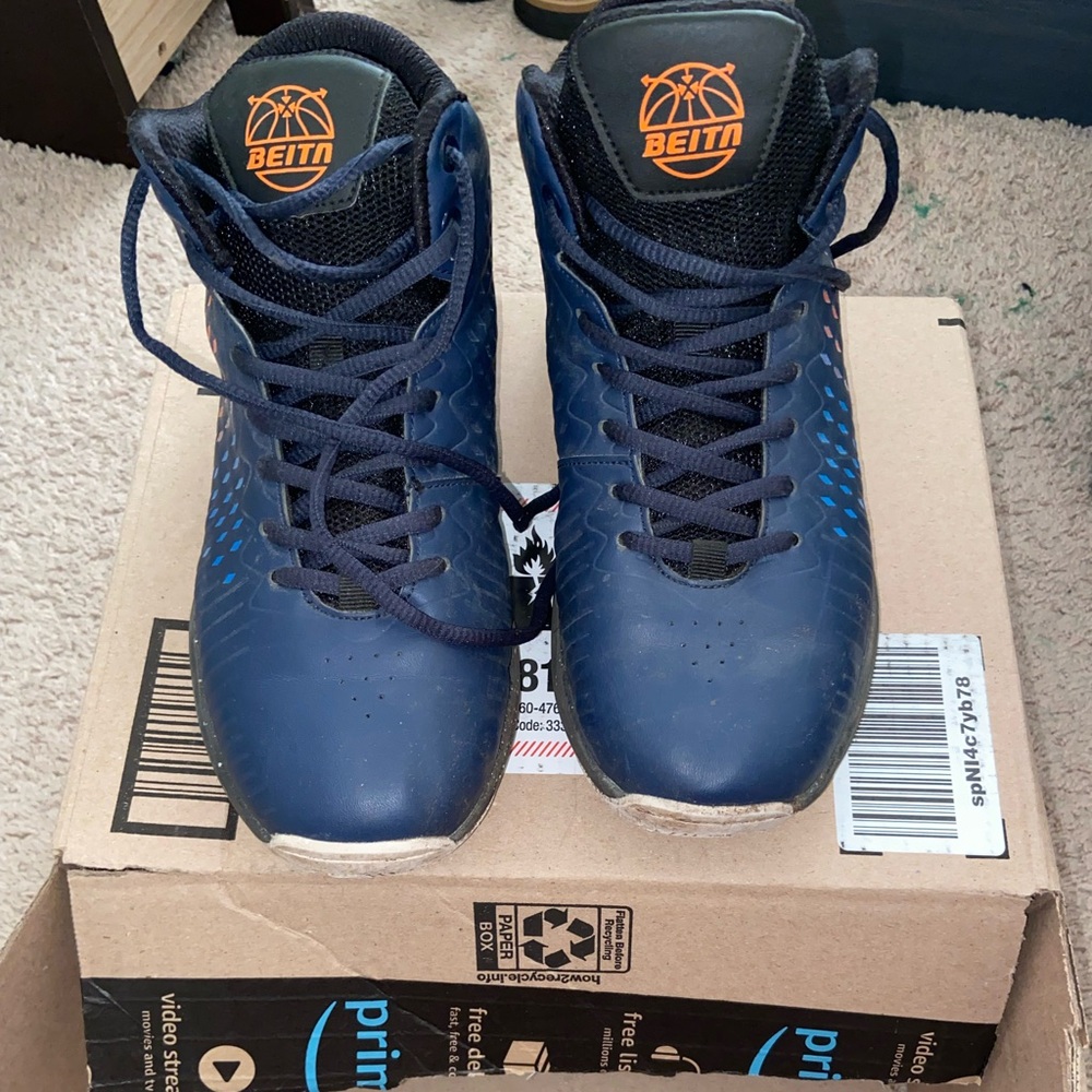 Beita Mens Basketball Shoes Navy Blue High Top Lace Up